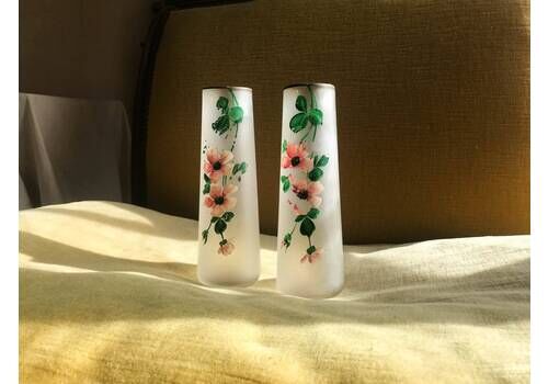 Hand Painted Art Deco Vase Set Of 2