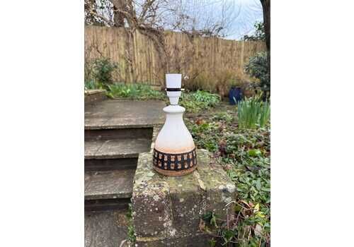Vintage Iden Rye Pottery Table Lamp, Retro Stoneware, Handcrafted And Handpainted Vintage Table Lamp Vgc Working