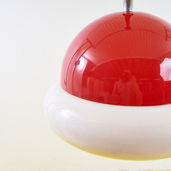 50's Chandelier In Red Plastic Material photo furniture
