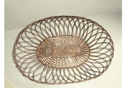 Vintage French Silver Plated Oval Fruit Or Bread Basket / Woven Silver Bowl