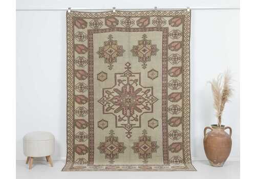 6x9 Oushak Rug, 5.7 X 8.3 Feet, Faded Vintage Rug, Handmade Rug, Oushak Rug, Antique Rug, Low Pile Rug, Faded Rug, Living Room Rug, A4585