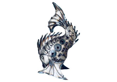 Metal Fish Sculpture With Subtle Reflections,  Modern And Versatile Design