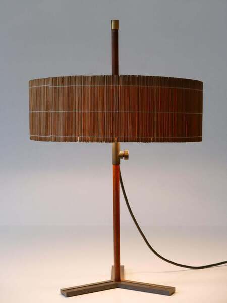 Exceptional Mid Century Modern Teak & Brass Table Lamp By Kaiser Leuchten 1960s photo furniture