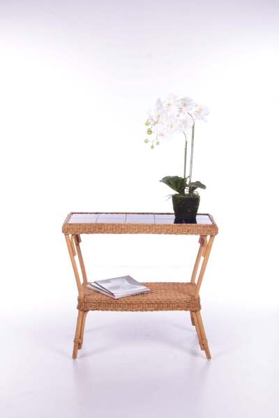 Vintage Side Table Bohemian Style Bamboo, 1960 France photo furniture