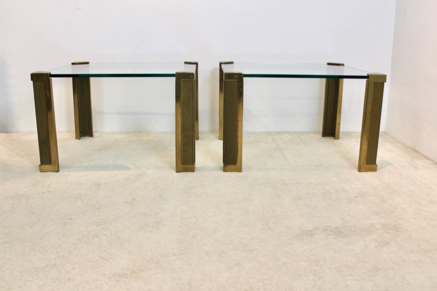 Set Of Two Brass And Glass Peter Ghyczy Large Side Tables photo furniture