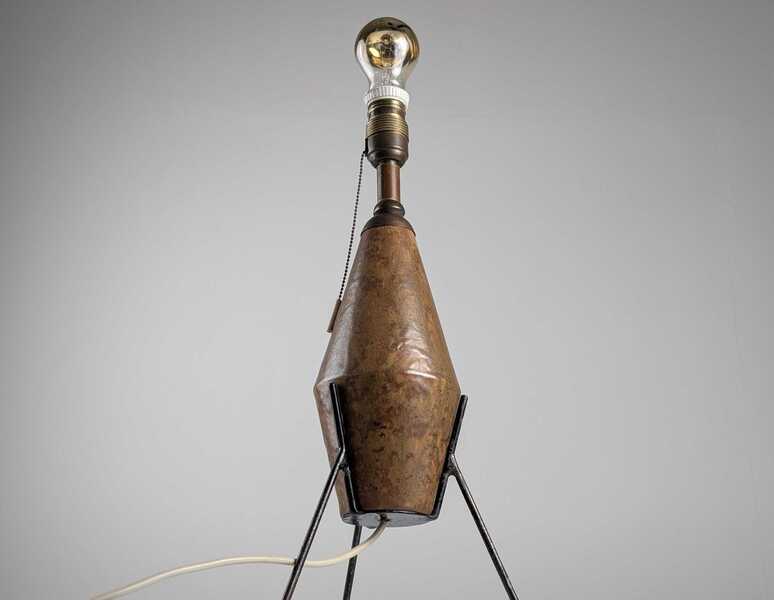 Brutalist Ceramic And Iron Table Lamp, 1950s photo furniture