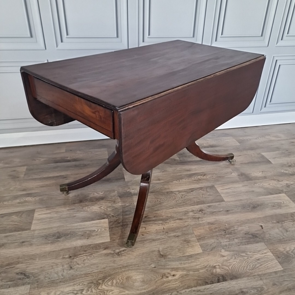 Antique Regency Style Pembroke Drop Leaf Sofa Breakfast Table Solid Mahogany photo furniture
