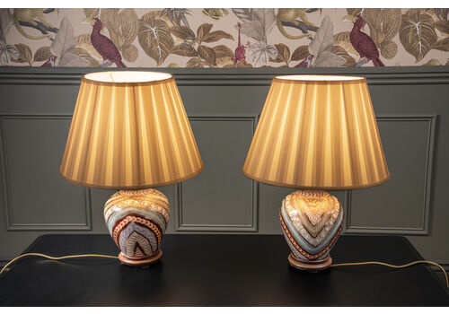 A Pair Of C20th Pottery Lamps, Early 20th Century