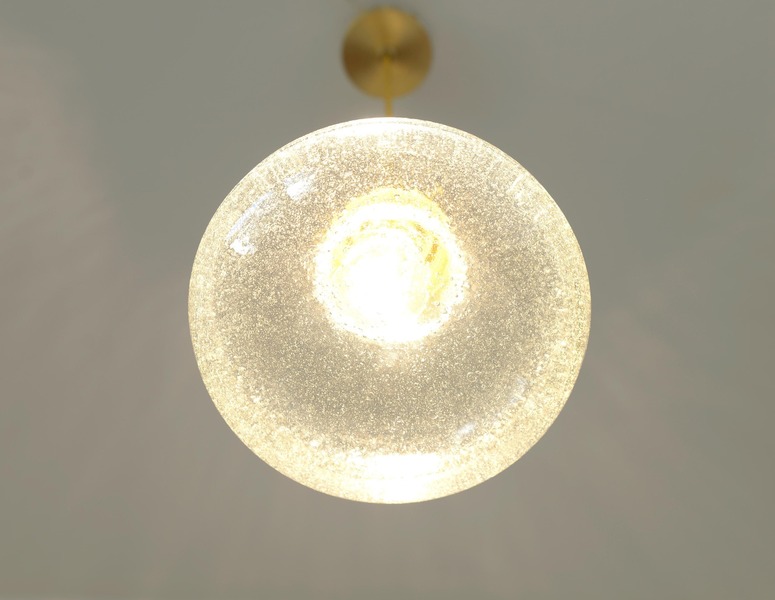 Vintage Pendant Lamp / Hand Blown Bubbles Glass / Redesign Ceiling Light / Hanging Lamp / Mushroom Light Fixture photo vinterior