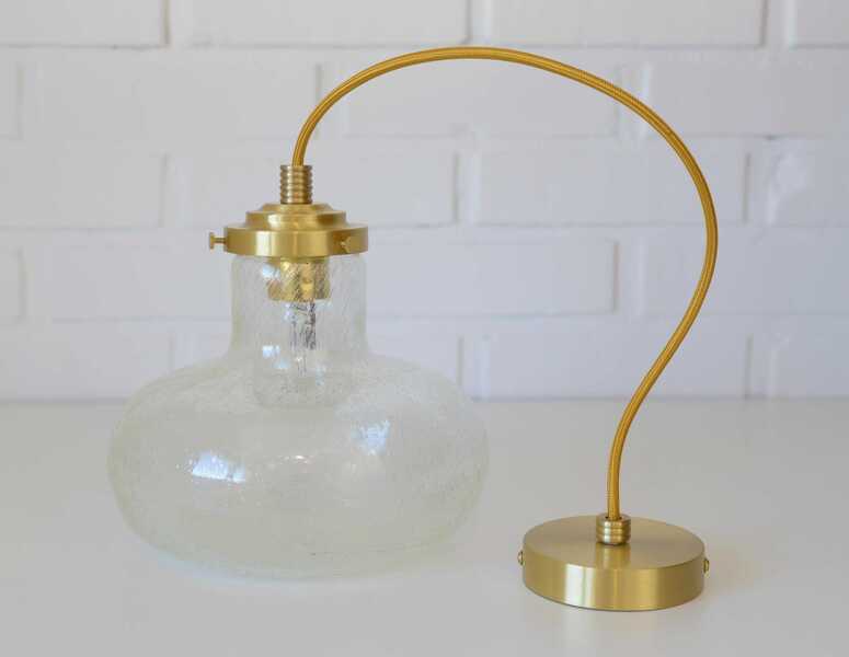 Vintage Pendant Lamp / Hand Blown Bubbles Glass / Redesign Ceiling Light / Hanging Lamp / Mushroom Light Fixture photo buy