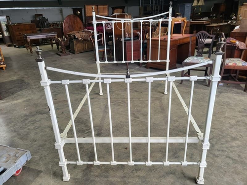 Antique Victorian Cast Iron Brass White 4ft Twin Bed Bedroom photo furniture