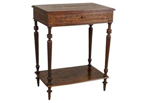 French Louis XVI Mahogany & Walnut Marquetry Side Table From The Early 20th Cent