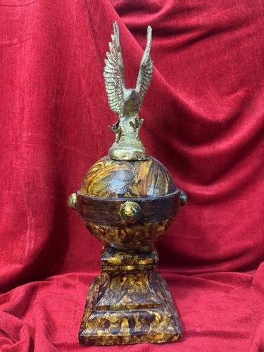 Antique Georgian Cast Iron Stooping Eagle On Globe Scrumbled Centrepiece photo furniture