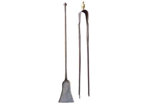 Large French Wrought Iron Fireplace Tools Or Fire Tools, 18th Century
