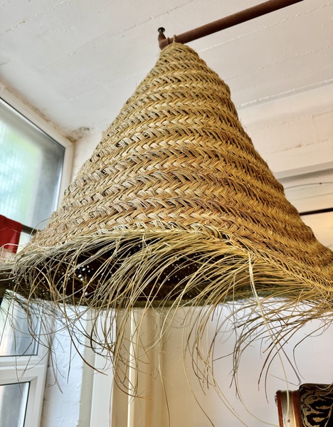 Large Boho Wicker Natural Grass Lampshade photo furniture
