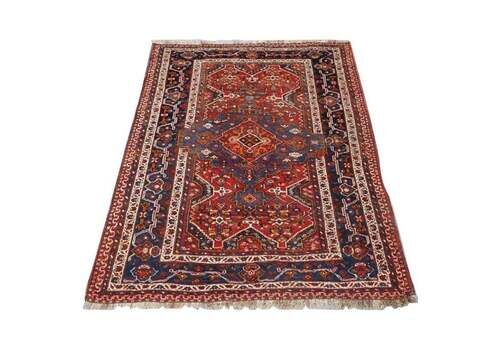 Antique Khamseh Tribal Rug, Interesting Medallion Design, Circa 1900