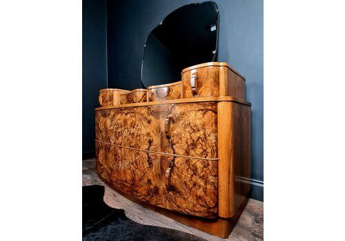 Fully Restored Burr Walnut Art Deco Dressing Table
