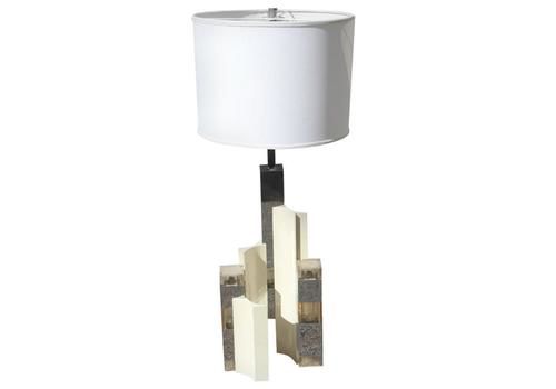 Sciolari Great Sculptural Cubic Table Lamp Silver White Minimal Razionalist 1970
