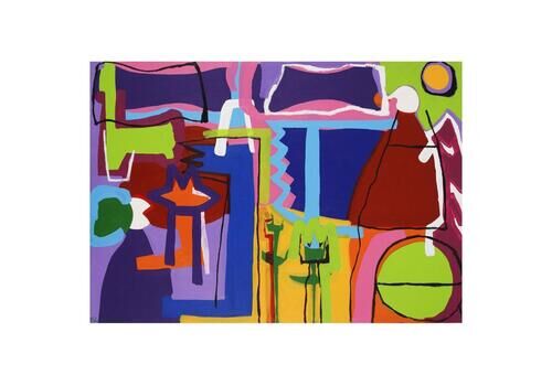 "The Red Drum" Large Contemporary Abstract Expressionist Painting Acrilic Canvas