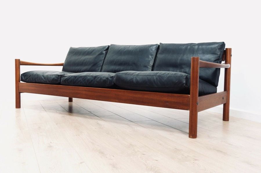 Superb Mid Century Danish Vintage Teak Black Leather Modernist Superb Mid Century Danish Vintage Teak