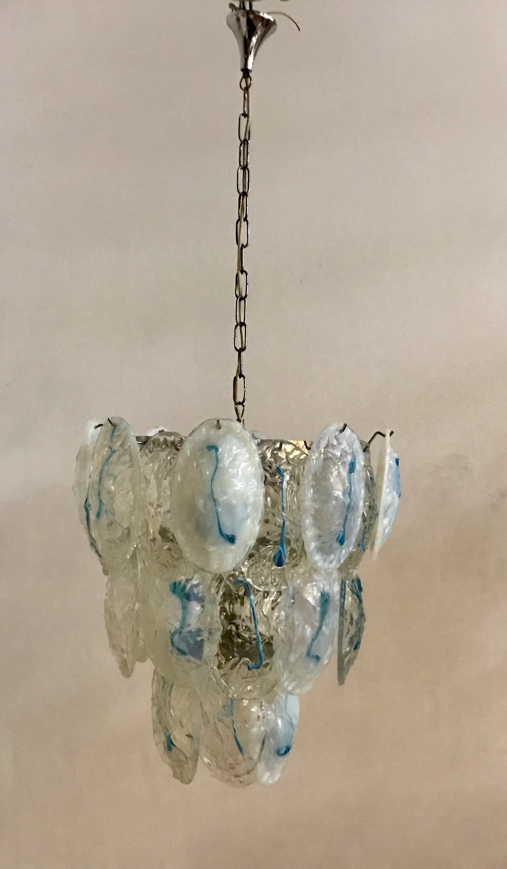 Murano Crystal and Opaline Glass Chandelier by Mazzega Murano Crystal and Opaline Glass Chandelier by Mazzega
