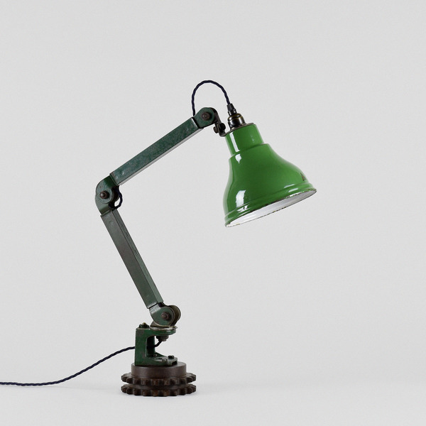 Vintage Industrial Machinist Lamp Desk Work Light By R E A L Made In England Circa 1920s