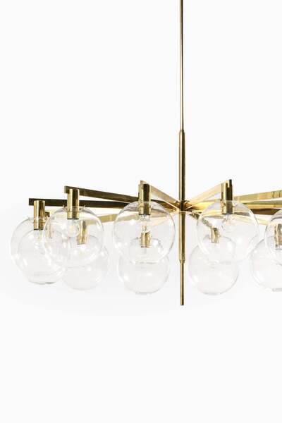 Big Ceiling Lamp In Brass & Original Clear Glass By Hans Agne Jakobsson, 1950's photo furniture