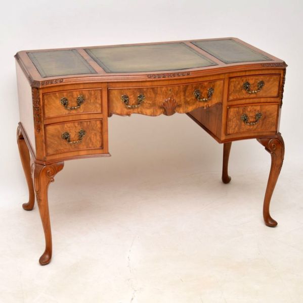 Antique Burr Walnut Leather Top Writing Table Desk Vinterior Antique Burr Walnut Leather Top Writing Table Desk Photo 1