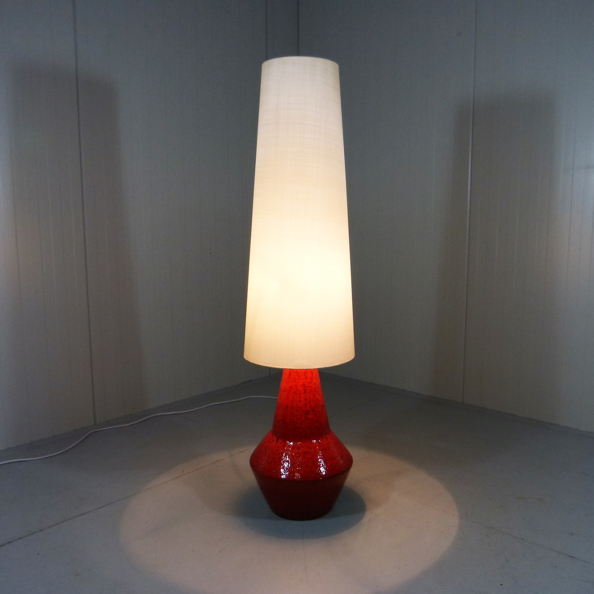 Large Vintage Red Pottery Floor Lamp 1960 70 S