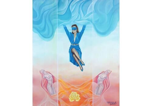 Felix Ferreras Companion Oil On Canvas Painting Surrealist European Art C.2000