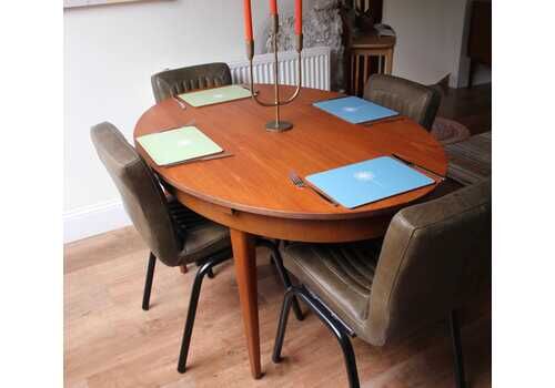 Vintage Teak Oval Extendable Dining Table  For 4 To 8 People.