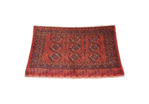 Antique Ersari Kizil Ayak Turkmen Nine Gul Chuval Rug, Circa 1900