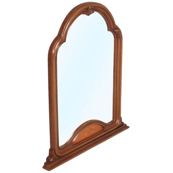 Midcentury Italy Gothic Art Deco Period Wall Mirror In Carved And Inlay Walnut