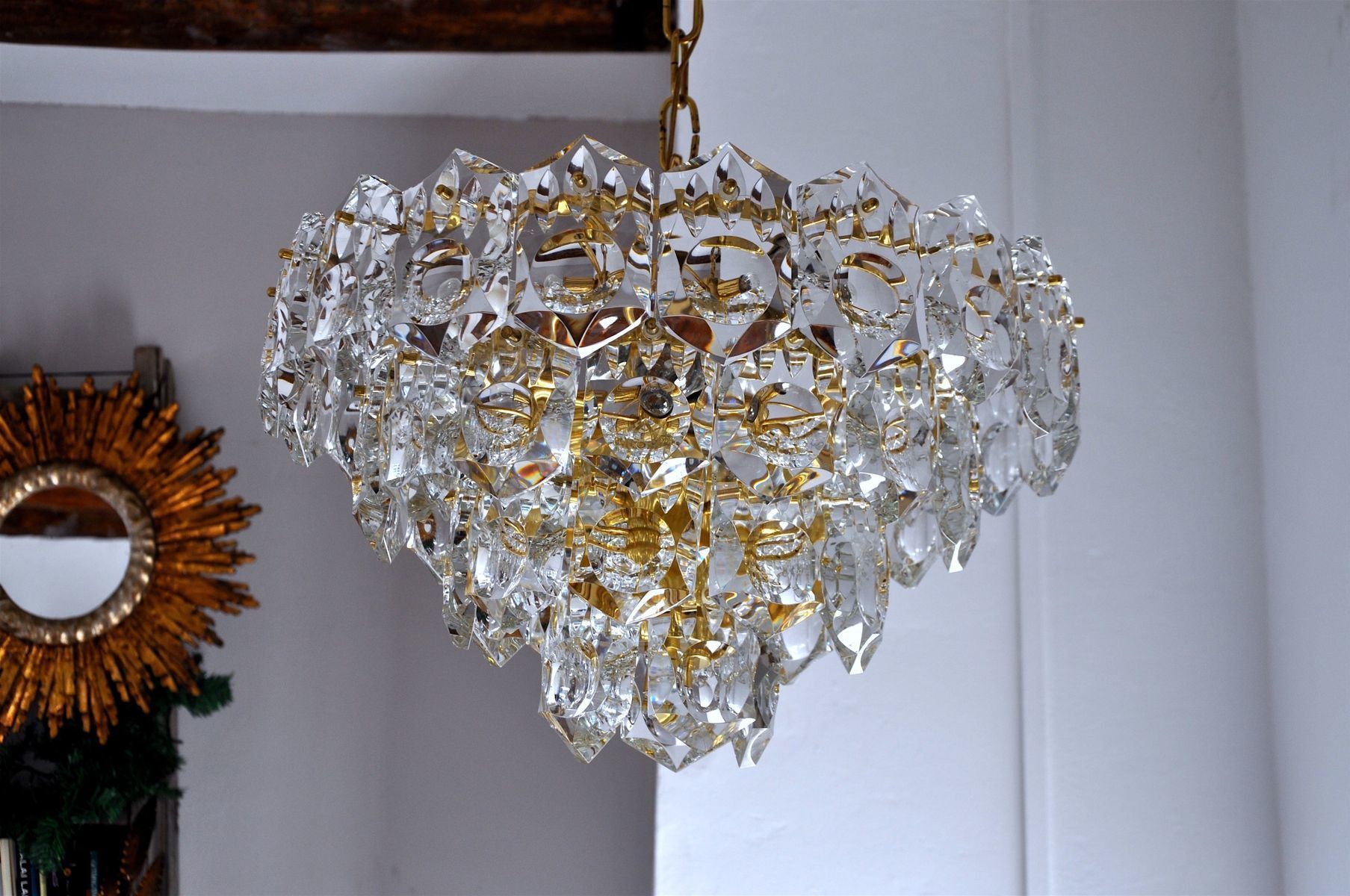 Crystal Glass Prism Chandelier from Kinkeldey, 1960s Crystal Glass Prism Chandelier from Kinkeldey, 1960s