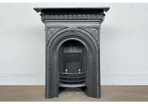Small Antique Arched Cast Iron Bedroom Fireplace