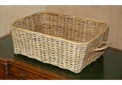 Huge Antique Victorian Wicket Basket 102cm X 60cm Extra Large Wood Fire Log Bin