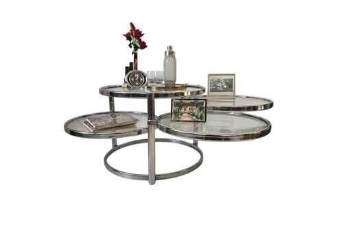 Vintage Mid Century Modern Swivel 4 Tabletops Coffee Table Chrome And Glass Vintage Design