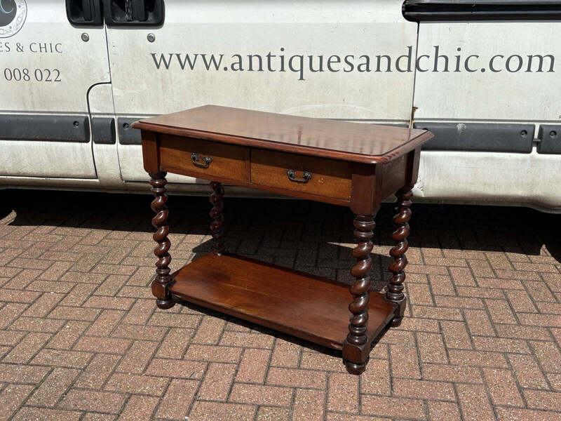 Victorian Mahogany Console Table, Hall Table. With 2 Drawers. photo furniture