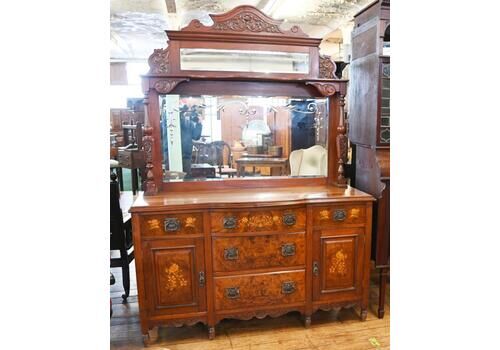 Edwardian Art Nouveau Sideboard Dresser Walnut Inlay 1910