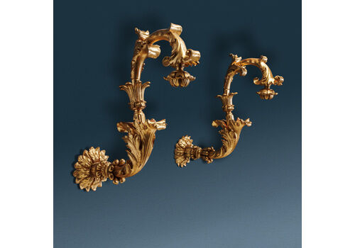 Antique Baroque Lantern Holders Gilded Wood Italy XVIII Century