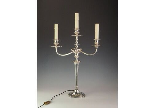 Antique Art Deco Silver Plate Candelabra Lamp – Elegant Table Lighting