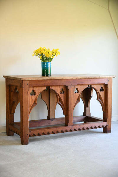 Victorian Gothic Pitch Pine Altar Table | Vinterior