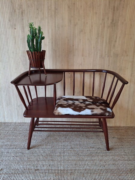 Fab Vintage Chippy Heath Mid Century Teak Telephone Seat Hall