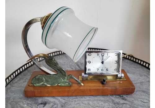 Art Deco Clock With Lamp / Antelope Clock With Alarm / Antelope Lamp With Clock / 1920 Lamp Alarm / Deco Alarm Clock With Lamp / Art Deco