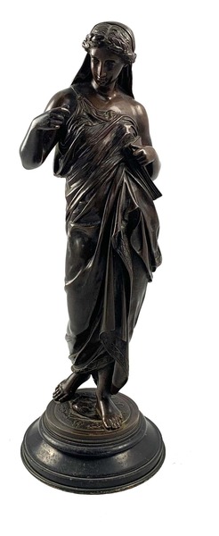 19th Century Bronze Of A Women Draped In Robes On A Circular Zodiac Base photo Art