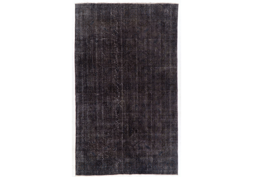 6.5x10.6 Ft Midcentury Area Rug Overdyed In Charcoal Gray, Handknotted In Turkey