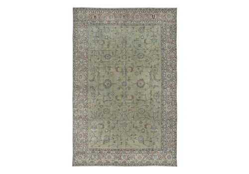 7.3x11.2 Ft Moss Green Handmade Turkish Area Rug For Modern Home & Office Decor