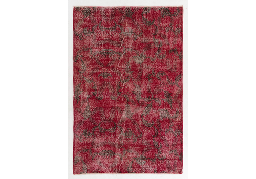 5.4x8 Ft Mid Century Modern Red Turkish Rug Designed By Zeki Muren