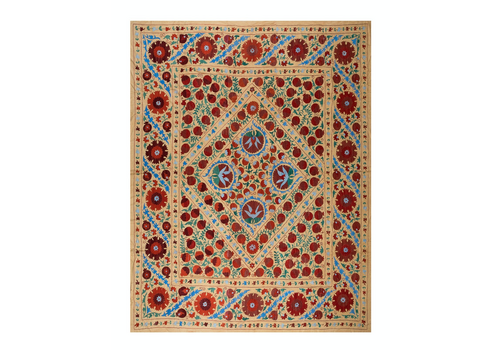 7.9x8.4 Ft Silk Embroidery Bed Cover. Traditional Wall Hanging. Vintage Throw