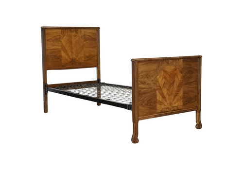 Art Deco Burr Walnut Decorative Inlaid Panels Single Bed (1/2)